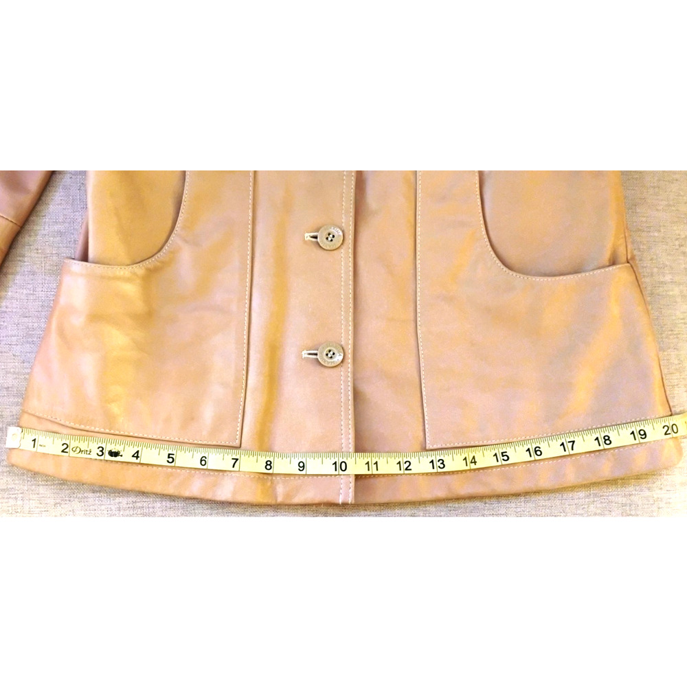 Womens Medium Wilsons Maxima Tan Cognac Leather Jacket Button Front Classic - Picture 15 of 16